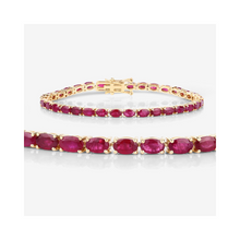 Load image into Gallery viewer, Genuine Pink Ruby 10K Gold Tennis Bracelet
