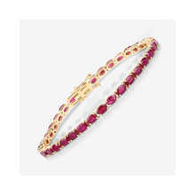 Load image into Gallery viewer, Genuine Pink Ruby 10K Gold Tennis Bracelet