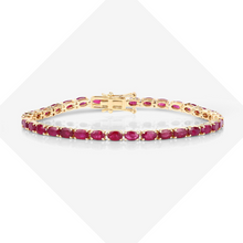 Load image into Gallery viewer, Genuine Pink Ruby 10K Gold Tennis Bracelet