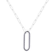 Load image into Gallery viewer, silver necklace pendant necklace silver bar pendant silver bar necklace genuine Sapphire Sapphire necklace Open Bar Necklace opal charm necklace dainty blue pendant Silver Link Necklace Oval Link Chain blue stone necklace Pendant for teens - FineColorJewels