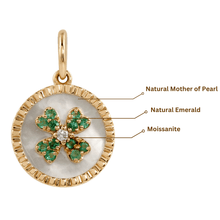 Load image into Gallery viewer, Mother of Pearl Clover Emerald Pendant Necklace
