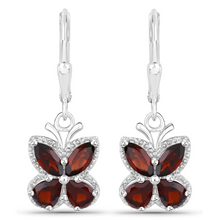 Load image into Gallery viewer, Genuine Garnet Butterfly Earrings