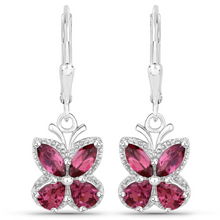 Load image into Gallery viewer, Genuine Rhodolite Garnet Butterfly Earrings