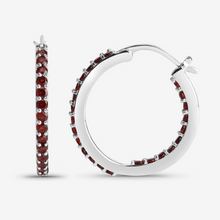 Load image into Gallery viewer, Natural Garnet Hoop Earrings