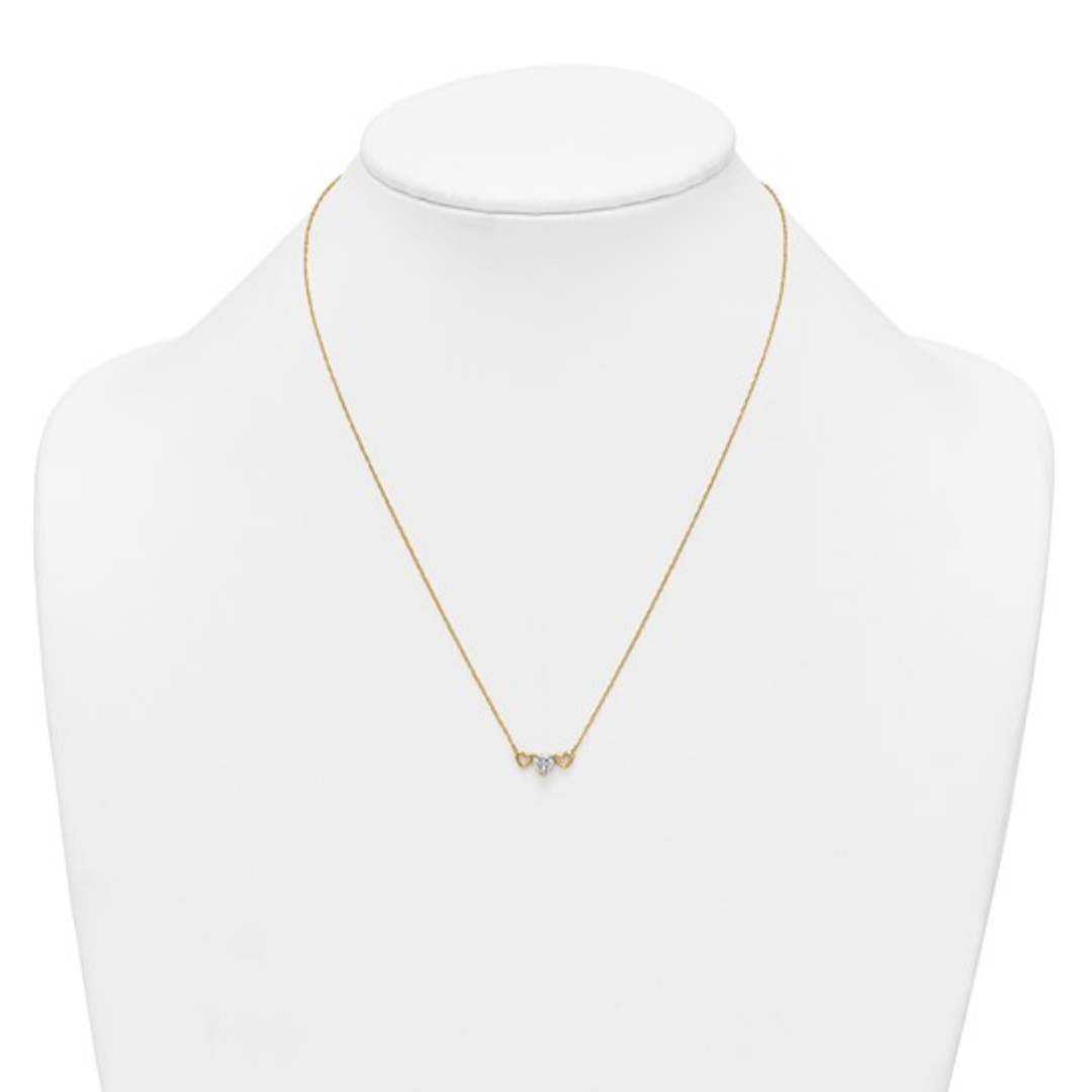 10k Gold CZ Triple Heart Necklace