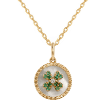 Load image into Gallery viewer, Mother of Pearl Clover Emerald Pendant Necklace