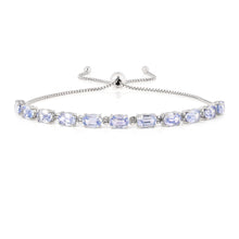 Load image into Gallery viewer, Tanzanite bracelet, Sterling silver and tanzanite bracelet, adjustable bracelet for women, december birthstone