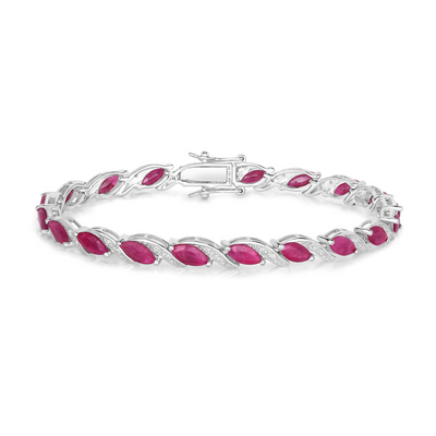 Genuine Ruby Diamond 10k Gold Bracelet Womens