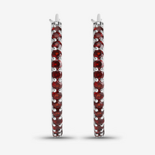 Load image into Gallery viewer, Natural Garnet Hoop Earrings