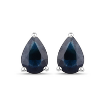 Load image into Gallery viewer, Genuine Blue Sapphire Teardrop Studs Earrings