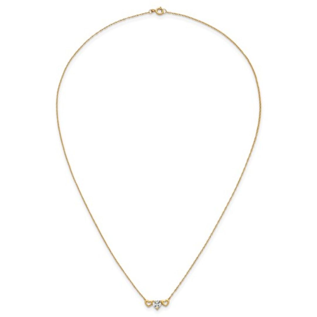 10k Gold CZ Triple Heart Necklace
