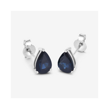 Load image into Gallery viewer, Genuine Blue Sapphire Teardrop Studs Earrings