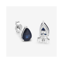 Load image into Gallery viewer, Genuine Blue Sapphire Teardrop Studs Earrings