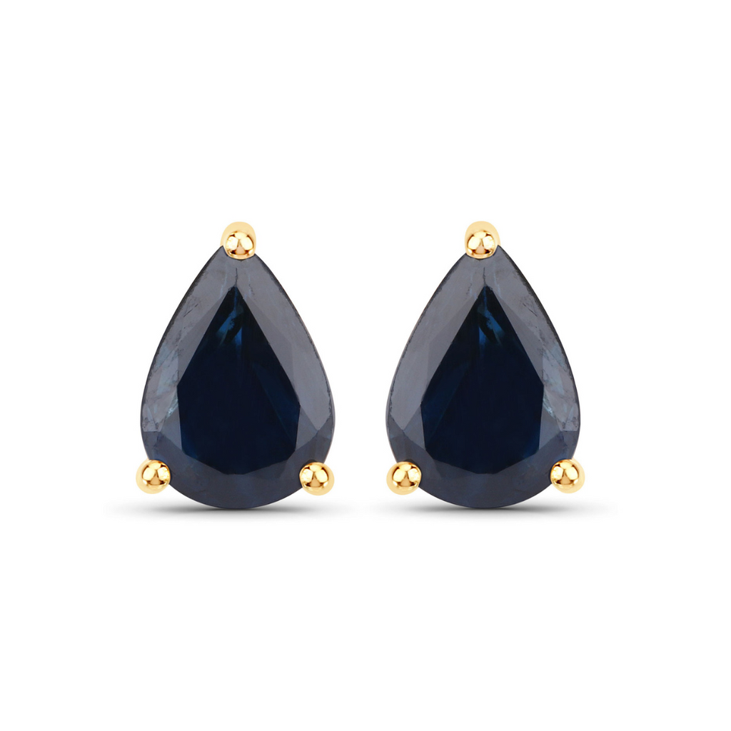 Genuine Blue Sapphire Teardrop Studs Earrings