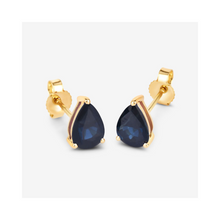 Load image into Gallery viewer, Genuine Blue Sapphire Teardrop Studs Earrings