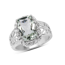 Load image into Gallery viewer, Genuine Green Amethyst Halo Ring