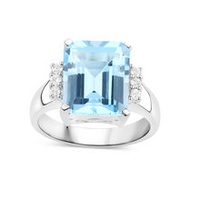 Load image into Gallery viewer, Genuine Blue Statement Topaz Ring