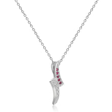 Load image into Gallery viewer, Petite Round cut Genuine Ruby Pendant Necklace with White Sapphire - FineColorJewels