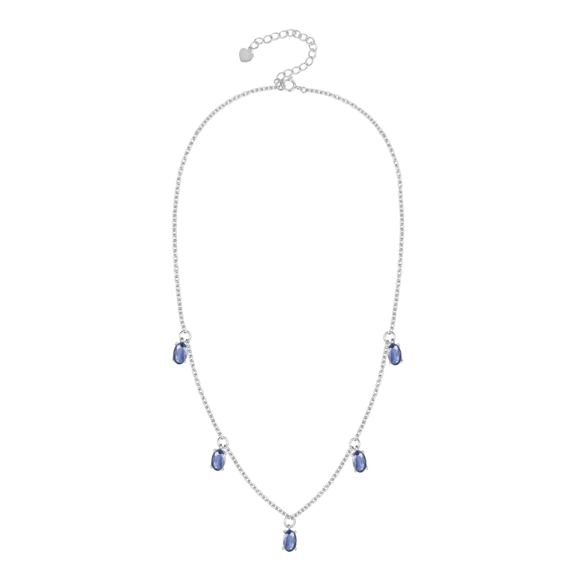 Blue Sapphire Layering Necklace - FineColorJewels