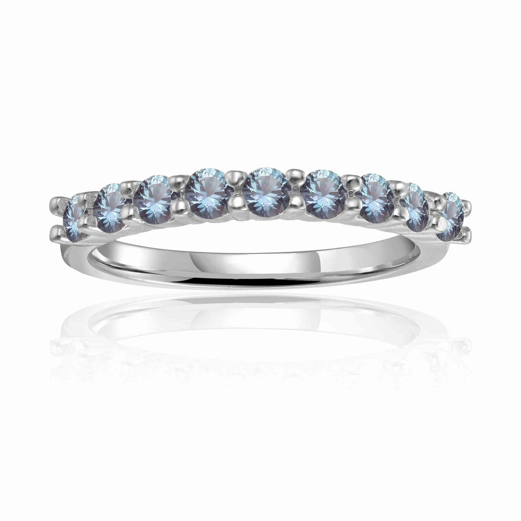 Lab Grown Alexandrite Half Eternity Ring - FineColorJewels