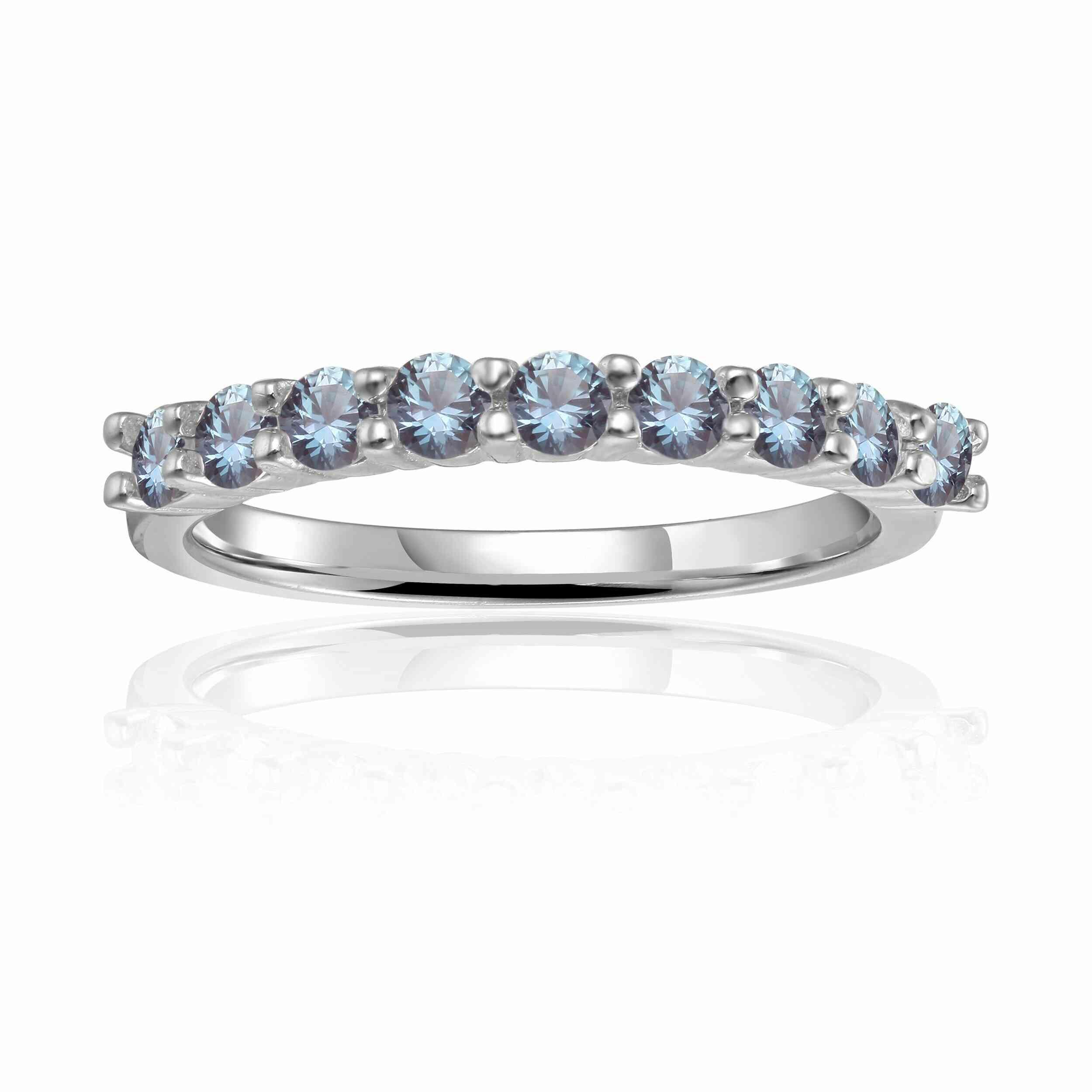 Lab Grown Alexandrite Half Eternity Ring - FineColorJewels