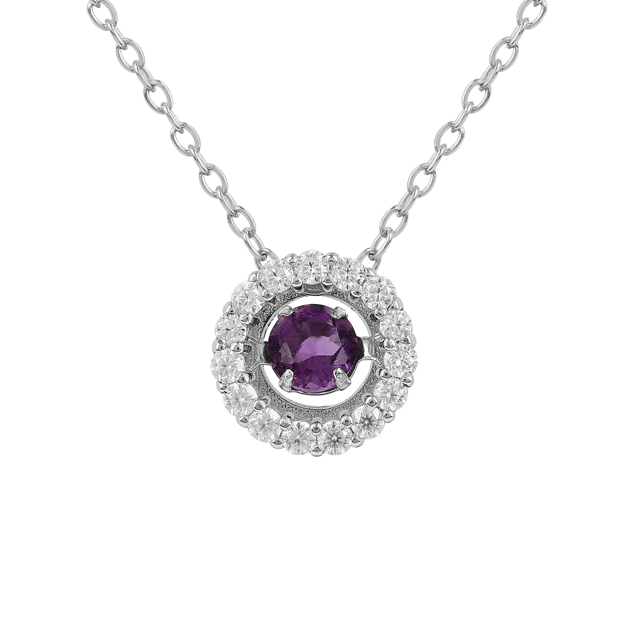 Natural Amethyst Dancing Stone Halo Necklace