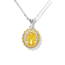 Load image into Gallery viewer, oval halo citrine pendant, stunning yellow gemstone, elegant citrine jewelry, healing stone jewelry