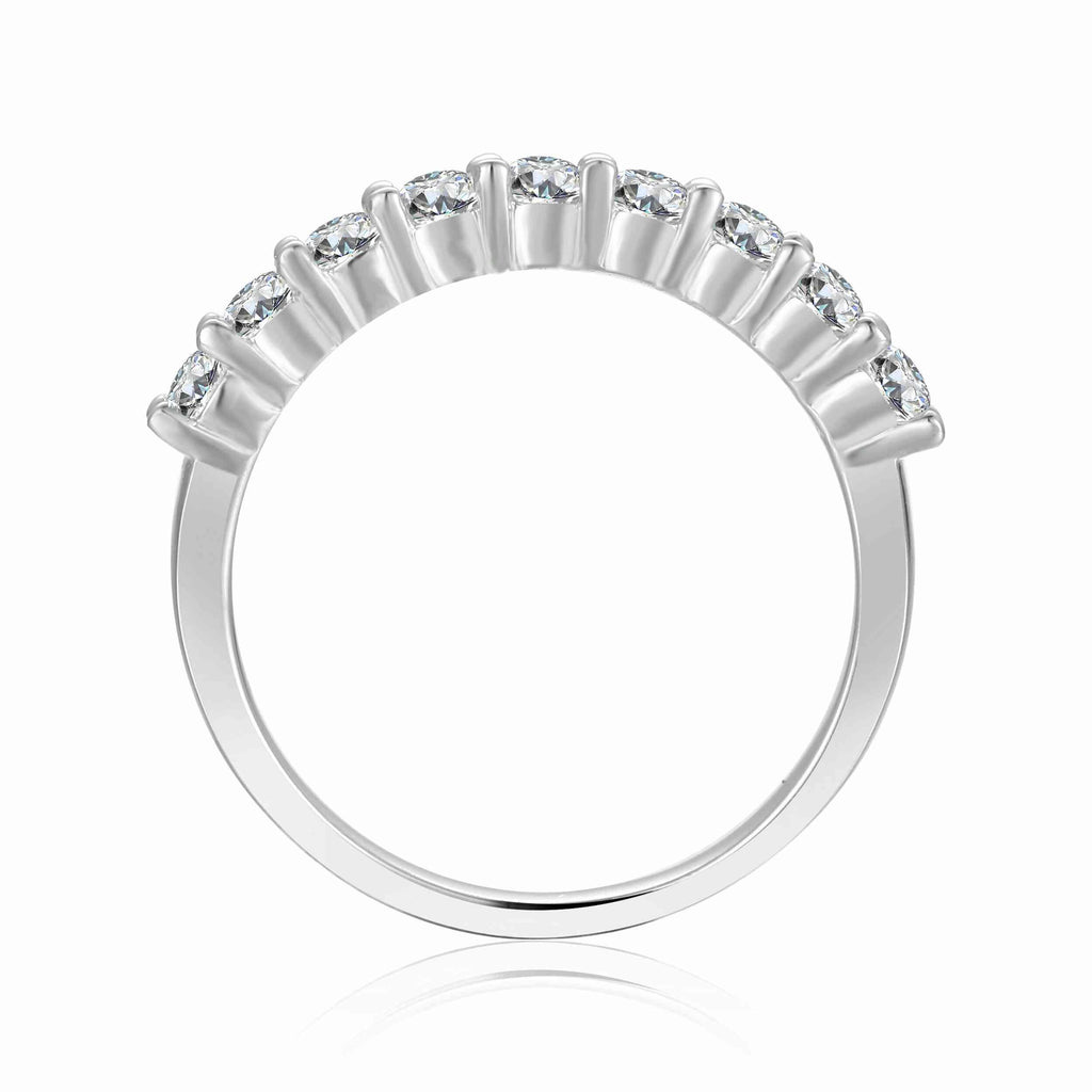 Round White Moissanite Half Eternity Ring - FineColorJewels