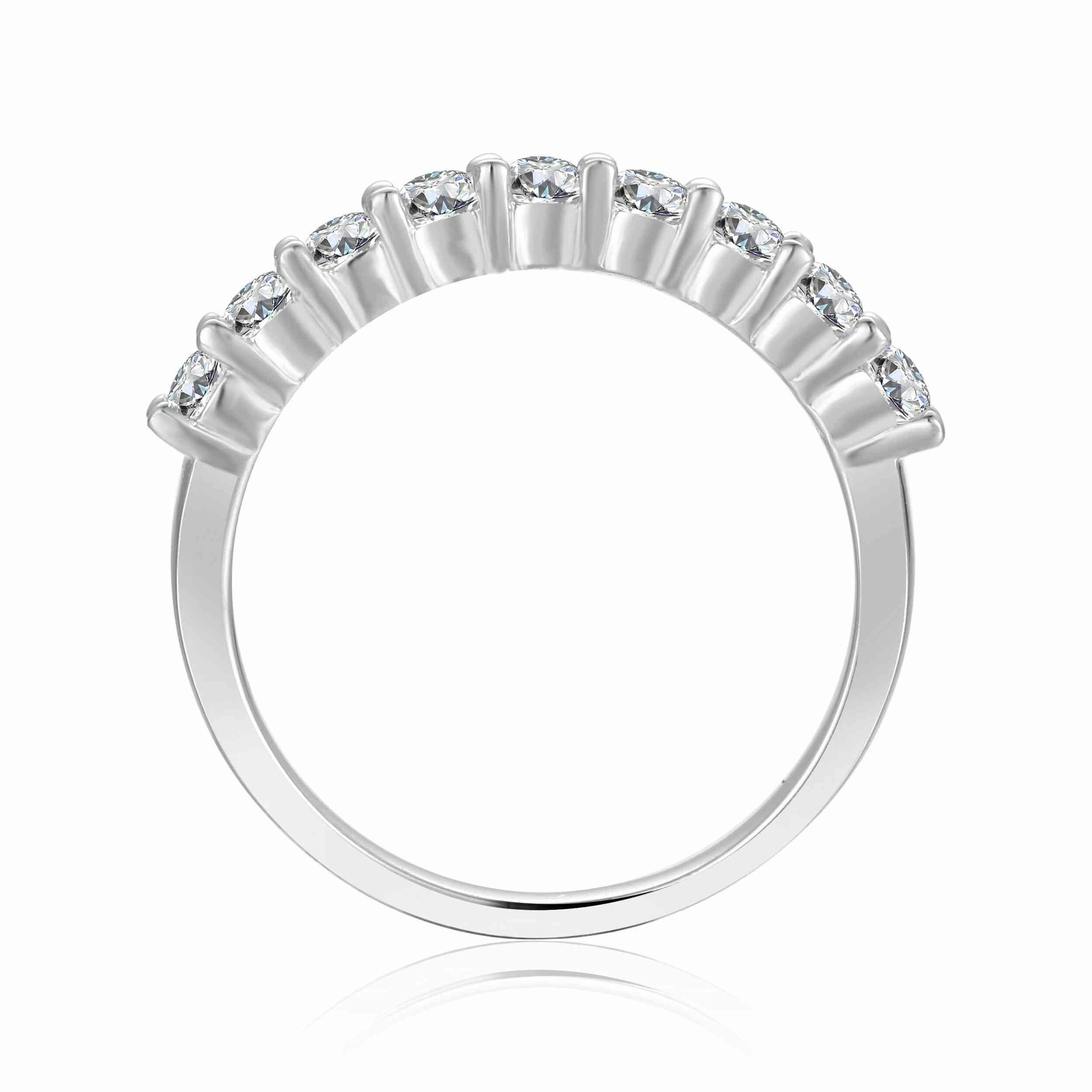 Round White Moissanite Half Eternity Ring - FineColorJewels