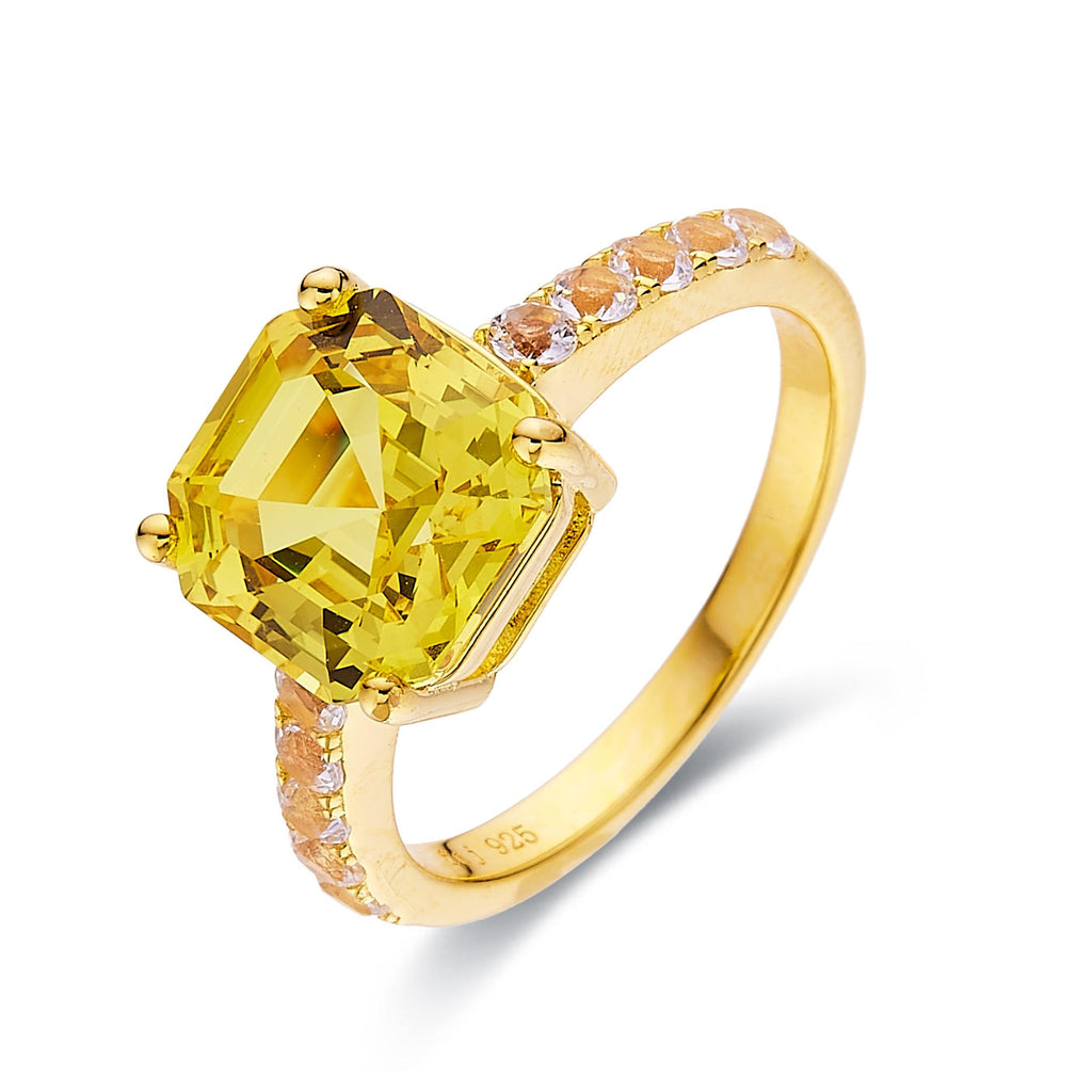 Golden Horizon Asscher Ring - FineColorJewels