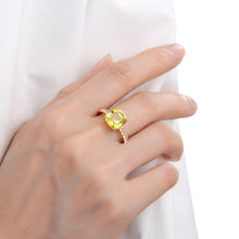 Load image into Gallery viewer, Canary Yellow Sapphire Asscher Cut Ring - FineColorJewels