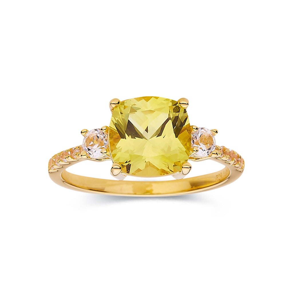 Canary Yellow Sapphire Ring Yellow Diamond Engagement Ring Yellow Cocktail 18K Yellow Gold Plated Silver Proposal Ring