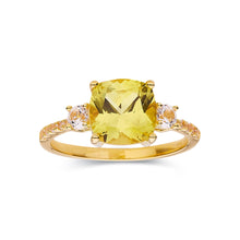 Load image into Gallery viewer, Canary Yellow Sapphire Ring Yellow Diamond Engagement Ring Yellow Cocktail 18K Yellow Gold Plated Silver Proposal Ring