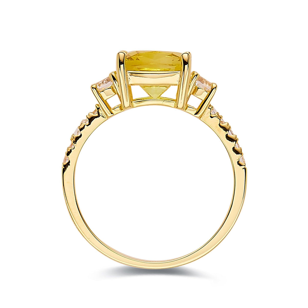 Yellow Sapphire Ring Yellow Diamond Engagement Ring Yellow Cocktail 18K Yellow Gold Plated Silver Proposal Ring Yellow Jewelry Gifts