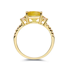 Load image into Gallery viewer, Yellow Sapphire Ring Yellow Diamond Engagement Ring Yellow Cocktail 18K Yellow Gold Plated Silver Proposal Ring Yellow Jewelry Gifts