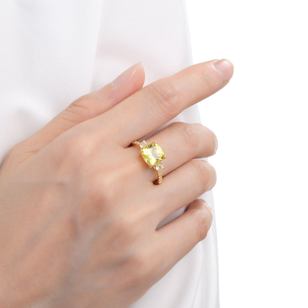 model showcasing Canary Yellow Sapphire Ring Yellow Diamond Engagement Ring