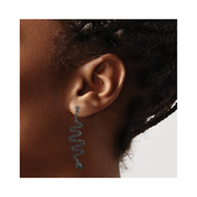 Load image into Gallery viewer, Black Spinel Snake Dangle Earrings