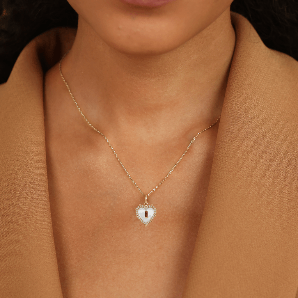 Mother Of Pearl Heart Pendant Necklace