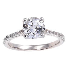 Load image into Gallery viewer, Sterling Silver White Topaz Ring, White topaz pave engagement ring, engagement ring design for owmen, wedding ring white topaz ring for women