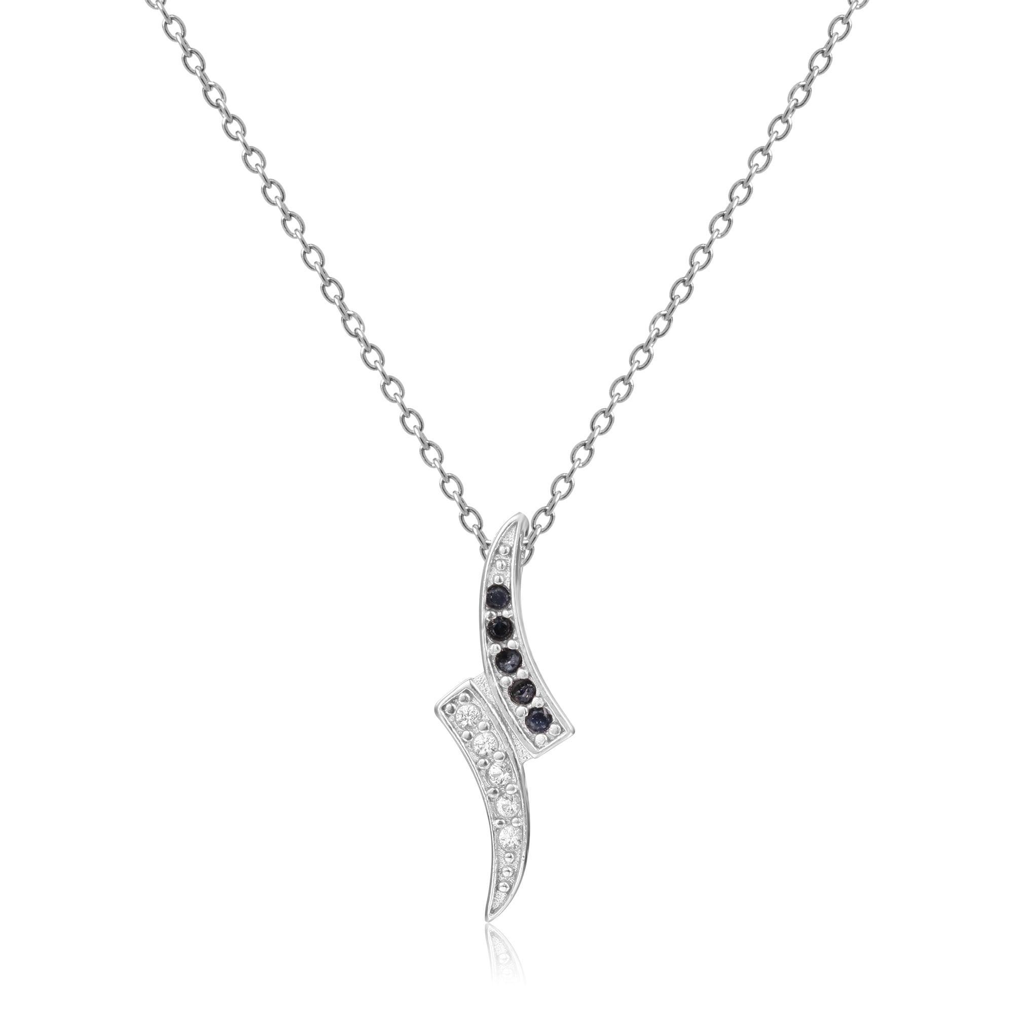 Black Sapphire Dainty Pendant Necklace - FineColorJewels