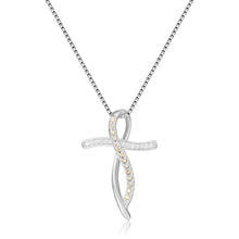 Load image into Gallery viewer, Yellow Sapphire Cross Necklace - FineColorJewels
