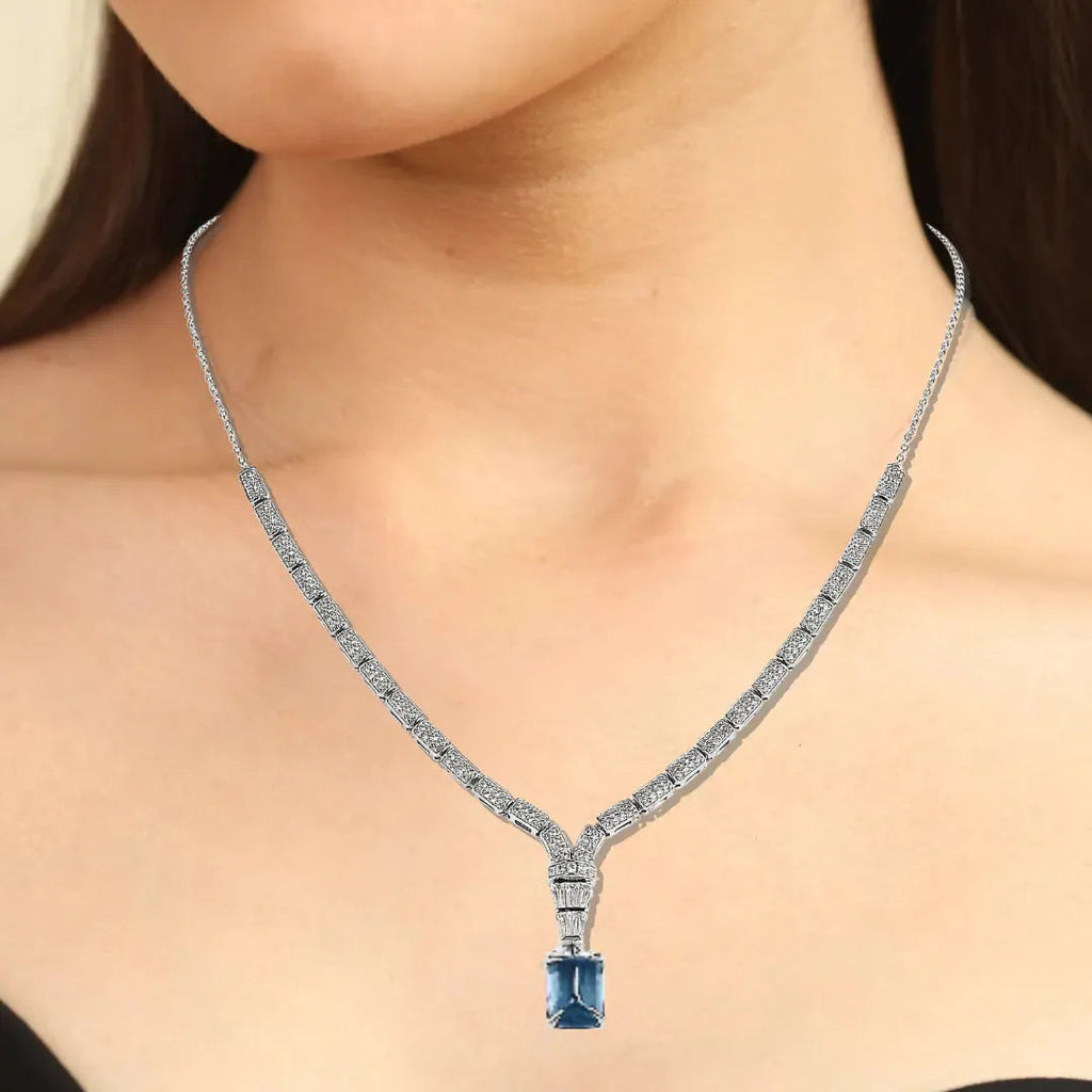 Natural London Blue Topaz Birthstone Necklace