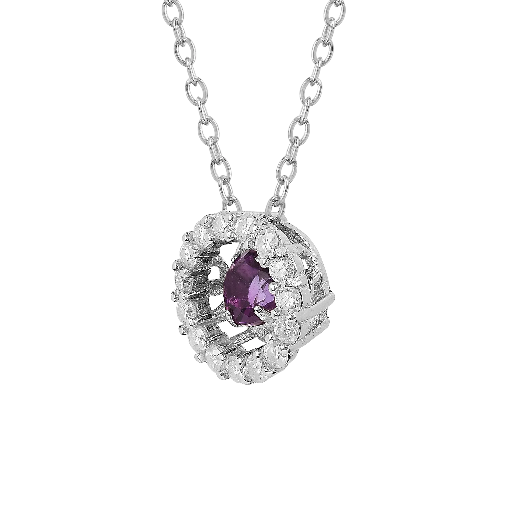 Natural Amethyst Dancing Stone Halo Necklace