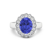 Load image into Gallery viewer, Genuine Diamond and Tanzanite Halo Ring