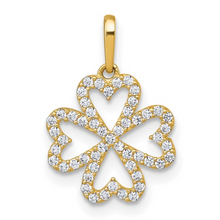 Load image into Gallery viewer, 10k Gold CZ Four Leaf Clover Heart Pendant