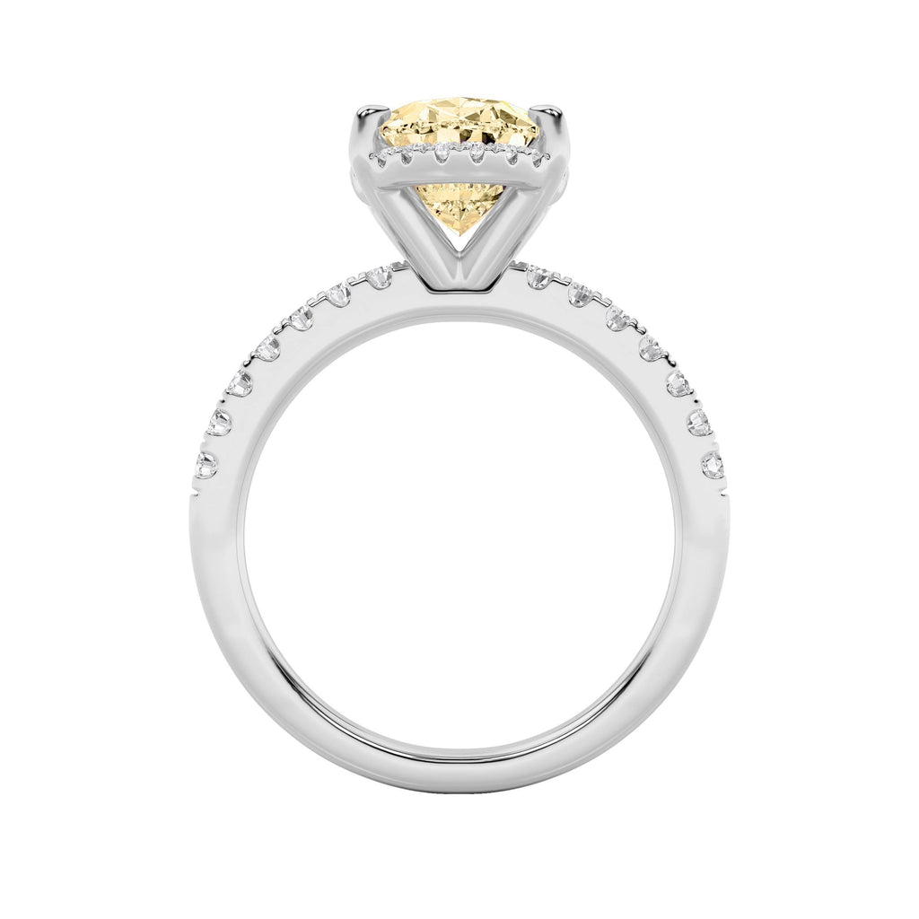 2Cttw Oval Shaped Lab Grown Diamond (F/VS) Halo Accented Engagement Ring in 14K Gold