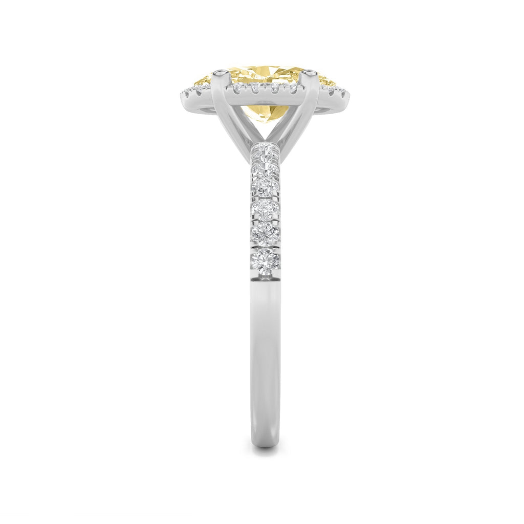 2Cttw Oval Shaped Lab Grown Diamond (F/VS) Halo Accented Engagement Ring in 14K Gold