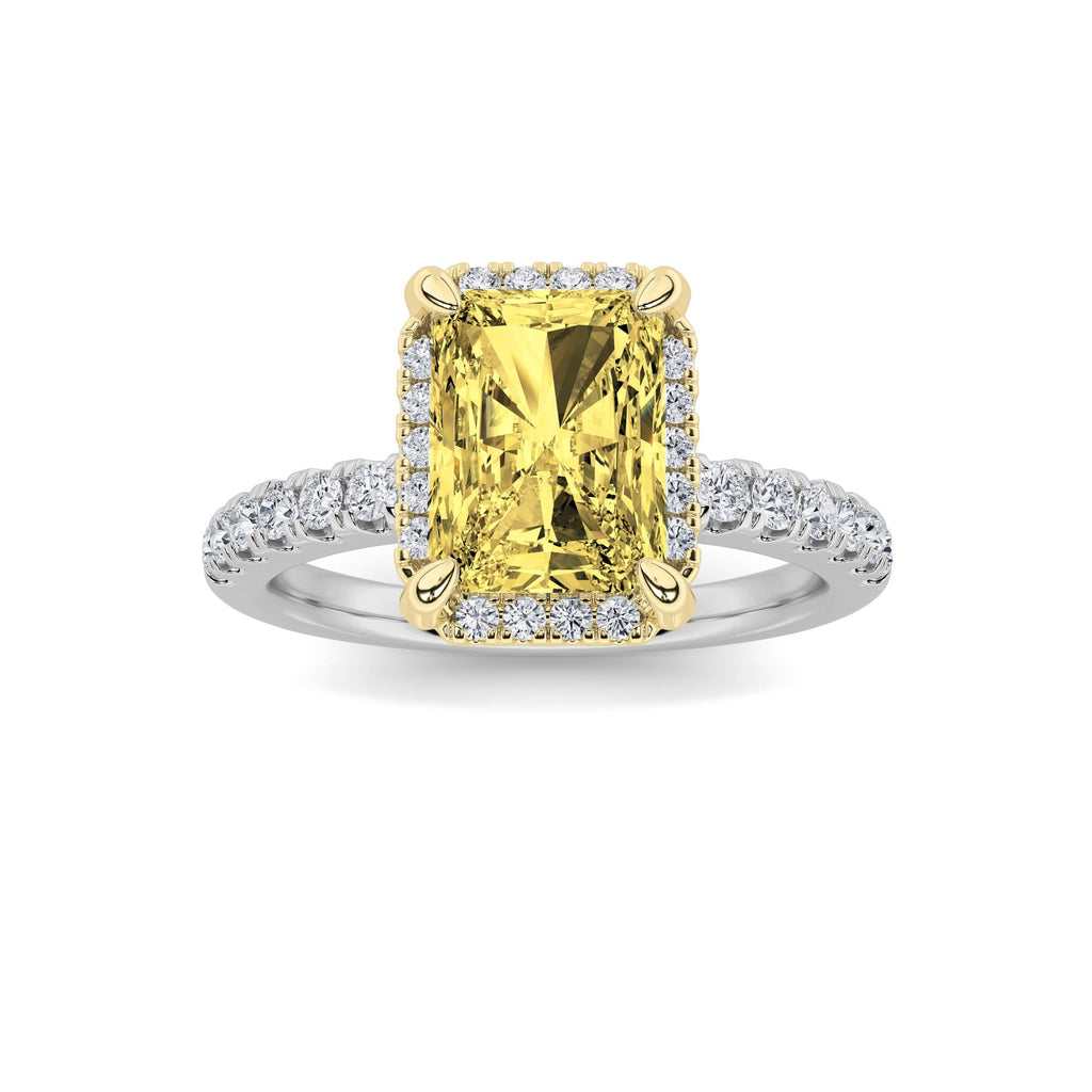 2Cttw Radiant Shaped Lab Grown Diamond (F/VS) HaloAccented Engagement Ring in 14K Gold