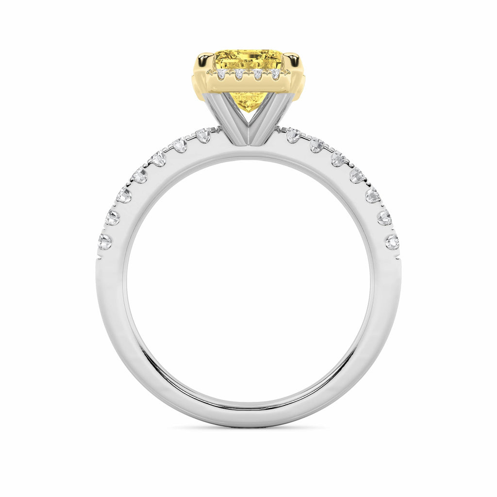 2Cttw Radiant Shaped Lab Grown Diamond (F/VS) HaloAccented Engagement Ring in 14K Gold