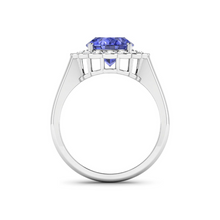 Load image into Gallery viewer, Genuine Diamond and Tanzanite Halo Ring